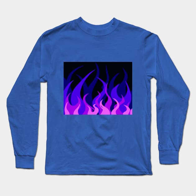 Blue Flames Long Sleeve T-Shirt by VazMas Design